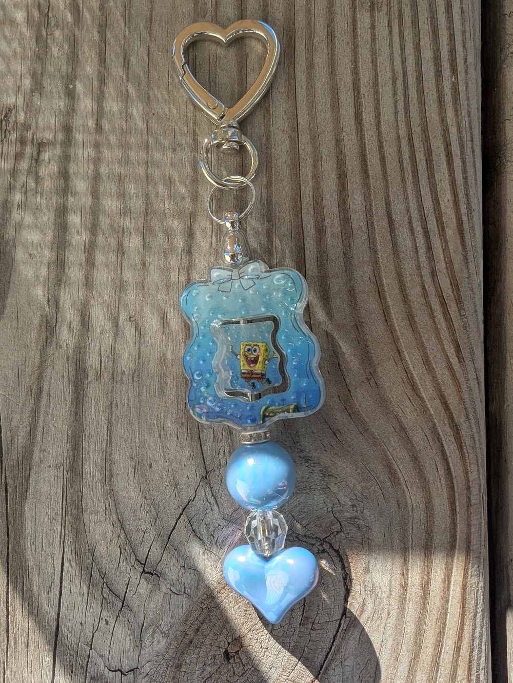 SpongeBob Blue Heart Charm Keychain